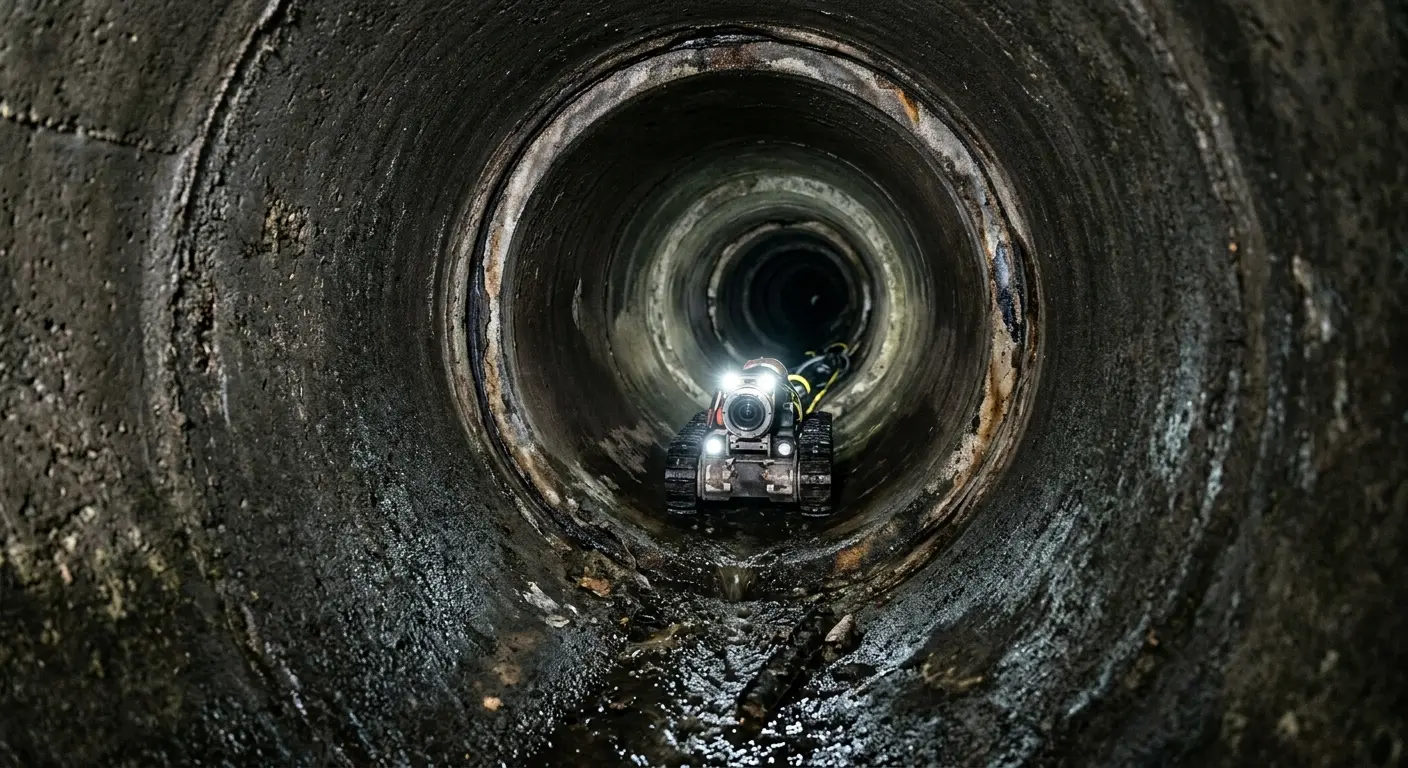 Robotic sewer camera inspecting pipe interior for Sewer Line Repair in Aurora